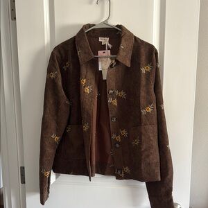 Brown Floral Corduroy Jacket